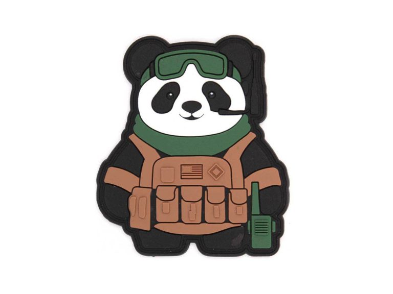 Parche Oso Panda Táctico PVC 3D Coyote con velcro para chalecos y mochilas